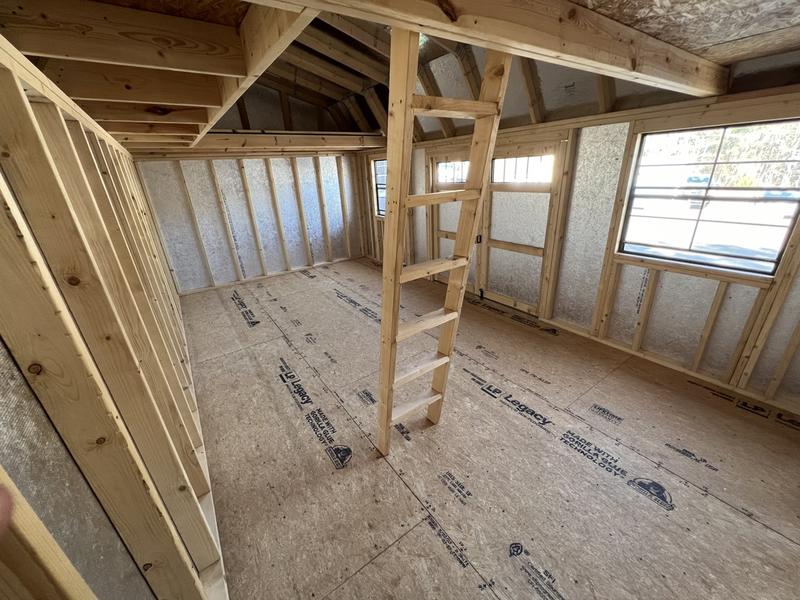 2025 STT 12x20 Lofted Shed loft ladder interior view