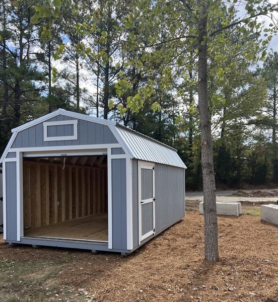 2025 STT 12x20 Lofted Garage Shed garage door view