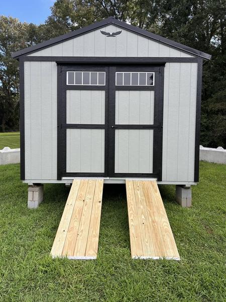 2025 STT 12' x 24' Utility Shed With 3 Level Shelving and Ramp