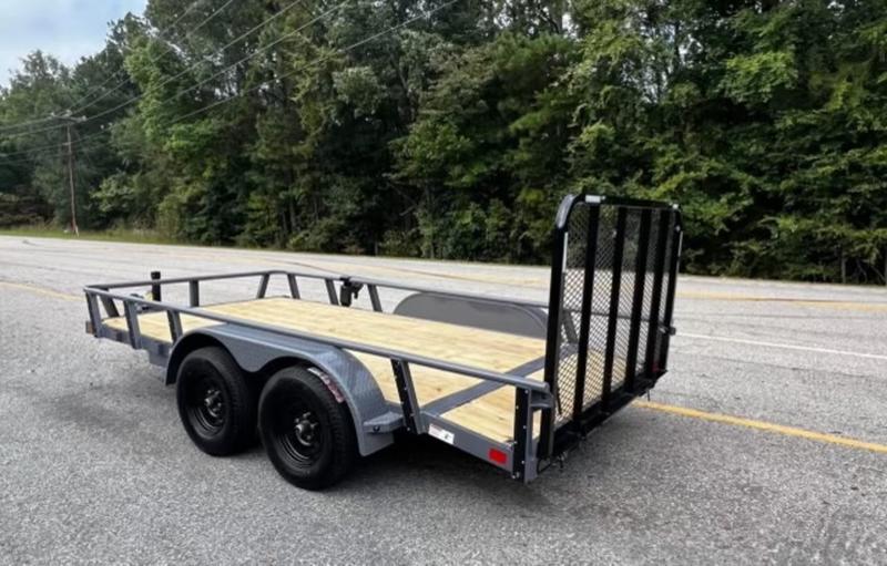 2025 STT 7x14 Tandem Axle Utility Trailer with Dovetail Shadow Grey - side view