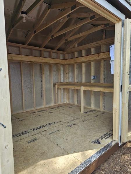 2025 STT 10x16 Utility Shed workbench interior