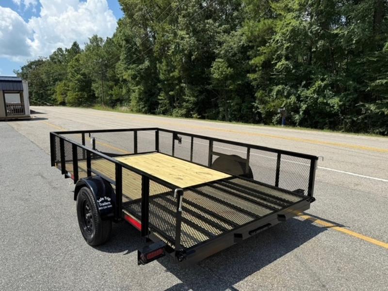 2025 STT 77x12 Single Axle Utility with Mesh Sides gate view