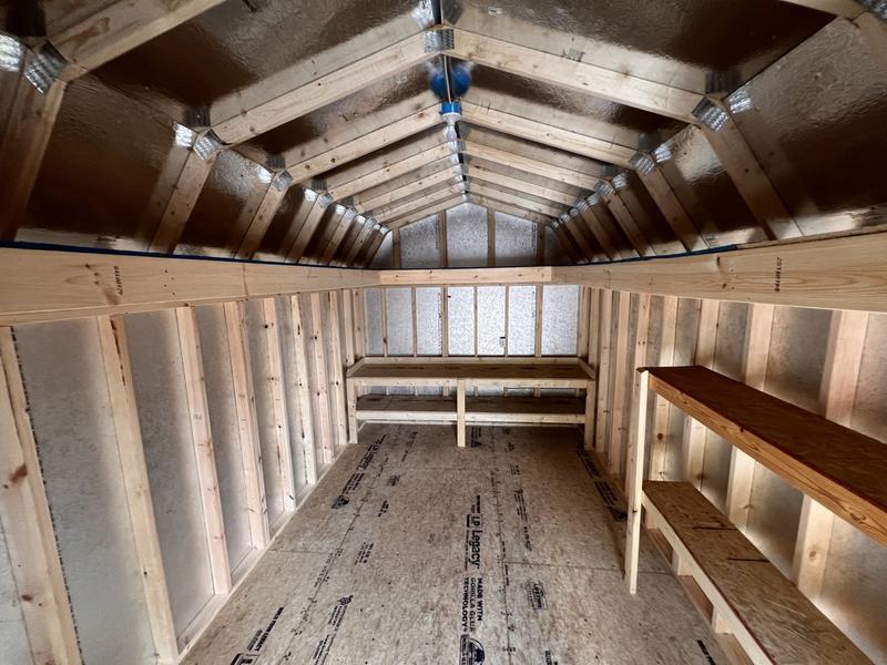 2025 STT 10' x 16' Lofted Shed with 2 Level Shelf, Power Package & Workbench