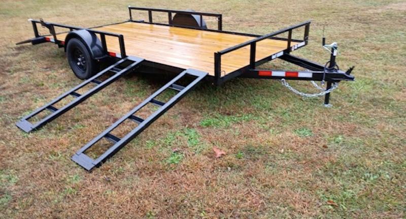 2025 STT 7x14 Single Axle Trailer with Side Ramps - front view
