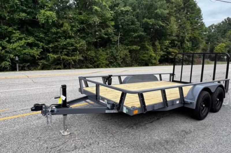 2025 STT 7x14 Tandem Axle Utility Trailer with Dovetail Shadow Grey - front view
