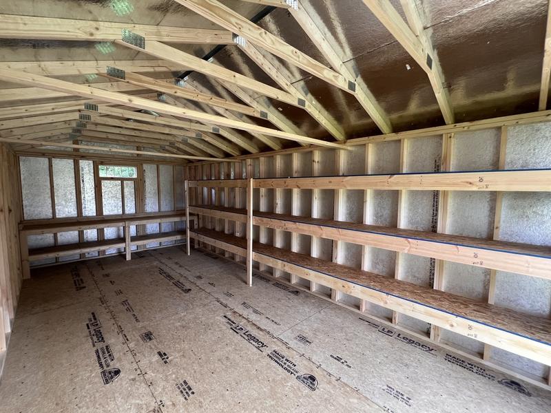 2025 STT 12' x 24' Utility Shed With 3 Level Shelving and Ramp
