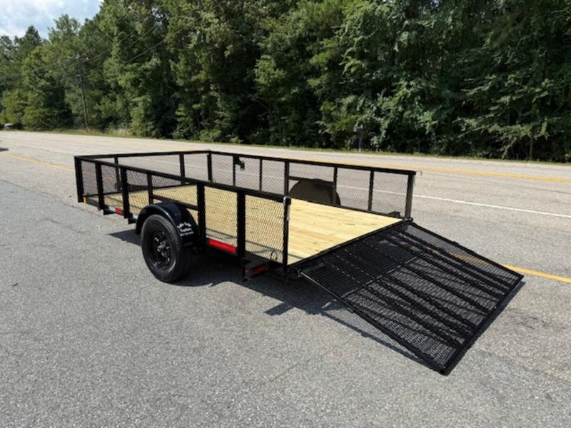 2025 STT 77x12 Single Axle Utility with Mesh Sides angle view