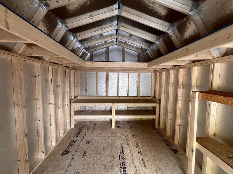 2025 STT 10' x 16' Lofted Shed with 2 Level Shelf, Power Package & Workbench