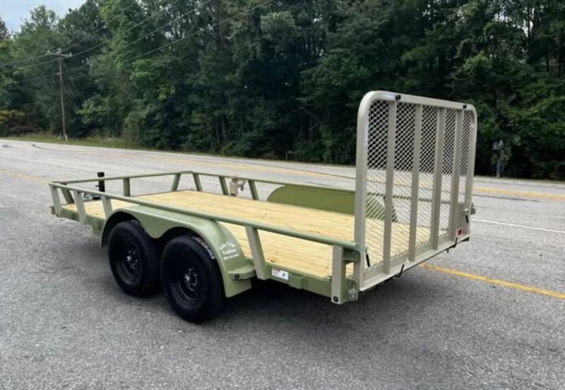 2025 STT 7x14 Tandem Axle Utility Trailer Army Green - front view