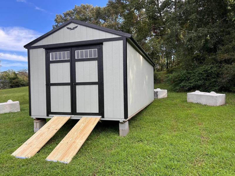 2025 STT 12' x 24' Utility Shed With 3 Level Shelving and Ramp
