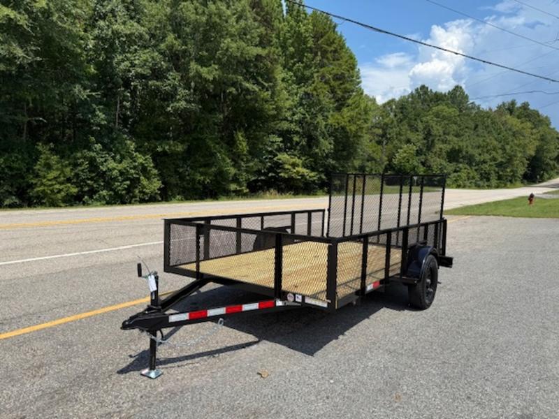 2025 STT 7x14 Single Axle Utility Trailer with mesh sides - front view