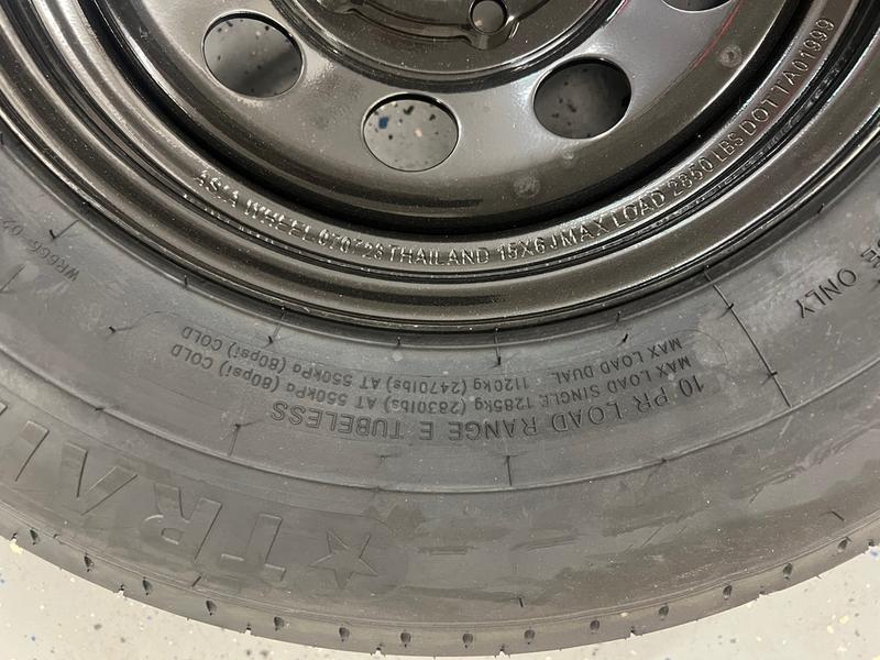 6 lug trailer tire and wheel combo - close up