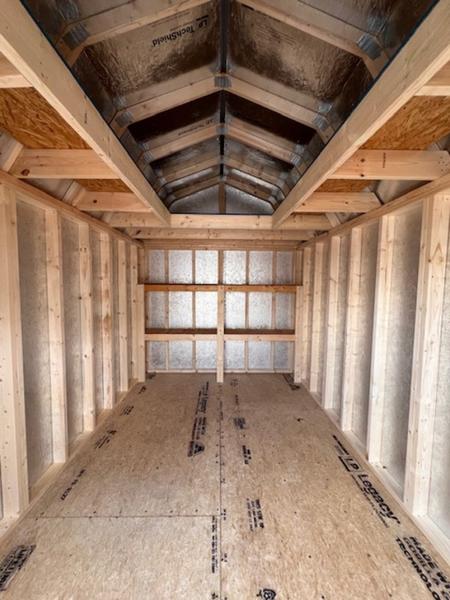 2025 STT 8x12 lofted shed with shelving and U-loft - interior view