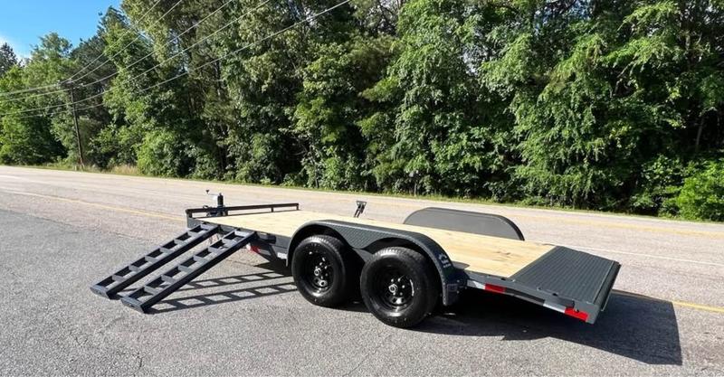 2025 STT 83 x 16 10K Wood Deck Car Hauler - ramps view