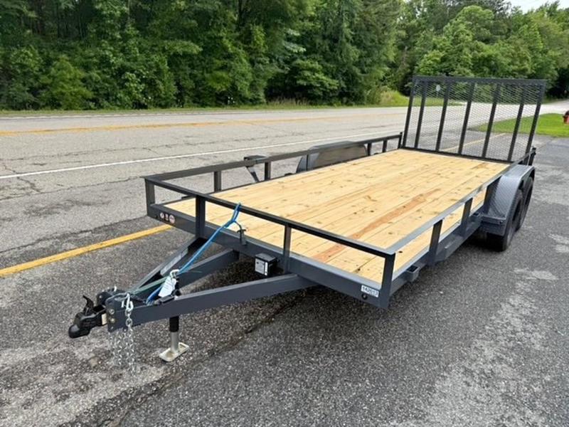 2025 STT 83x18 7K Utility Trailer with spring assist gate, powdercoated - front view